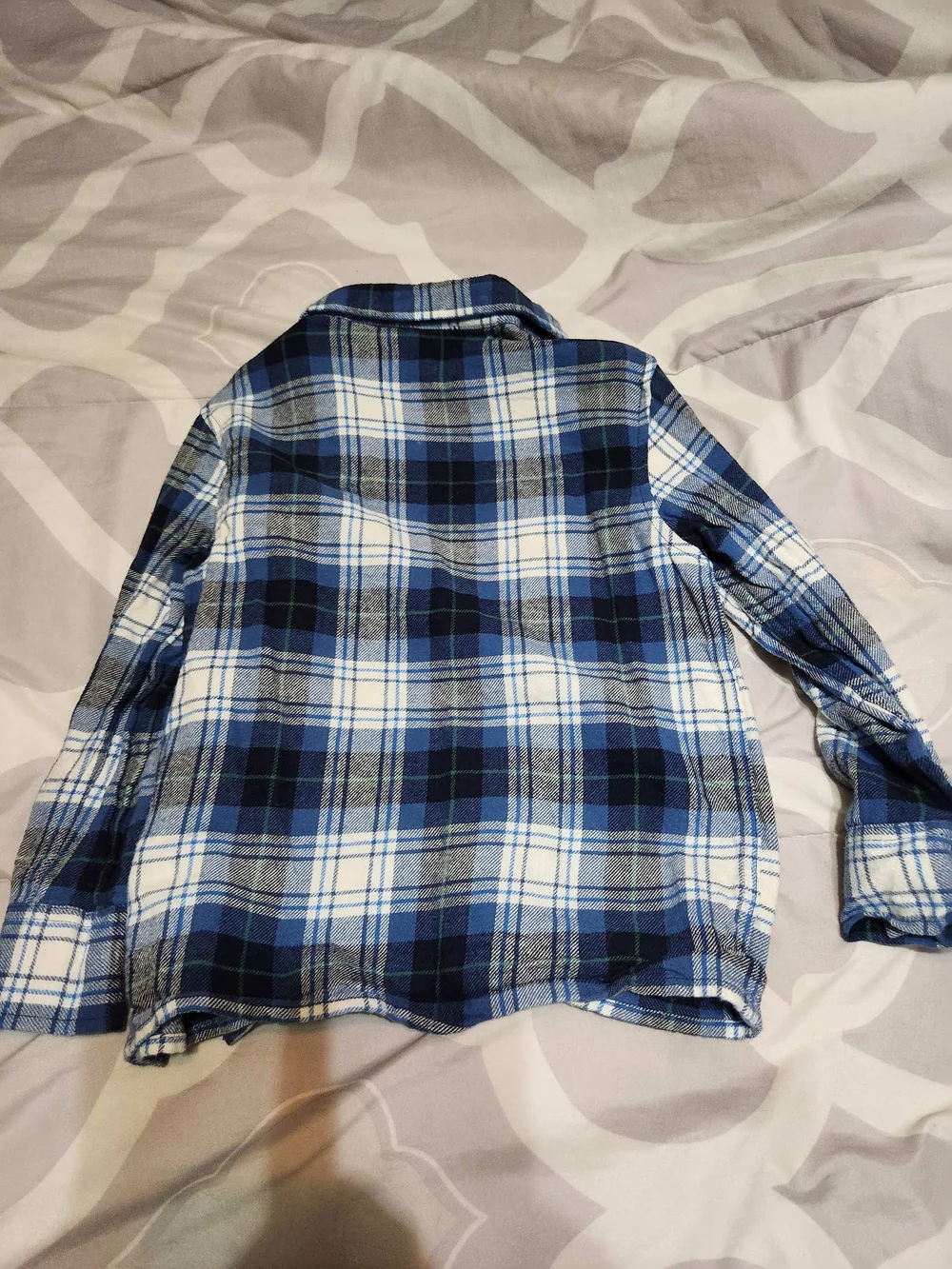Old Navy Navy, Blue and White Plaid Button-Down Kids Shirt